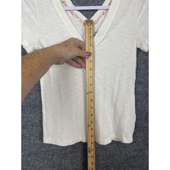 PILCRO T-Shirt Women's Small V-Neck Ivory Short sleeve - Picture 6 of 11